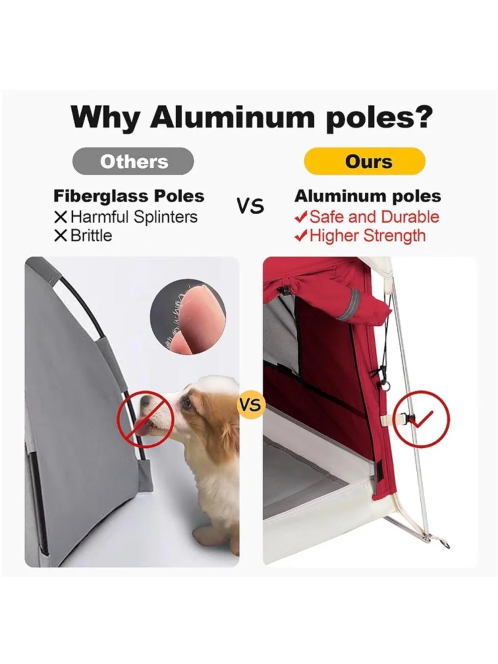 NEW Dog Tent Cotton Fabric Aluminum Poles Camping Mat Cooling Weatherproof Large